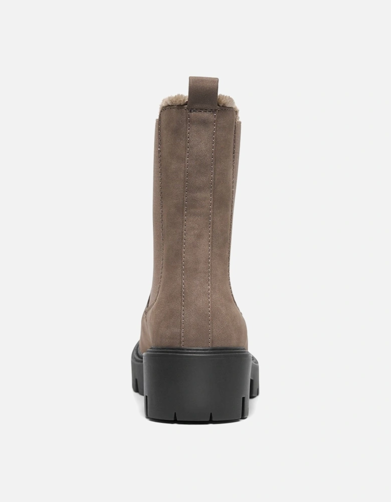 BETTY-9 WARM LINED Polyurethane Women's Brown Stone Heeled Ankle Boots