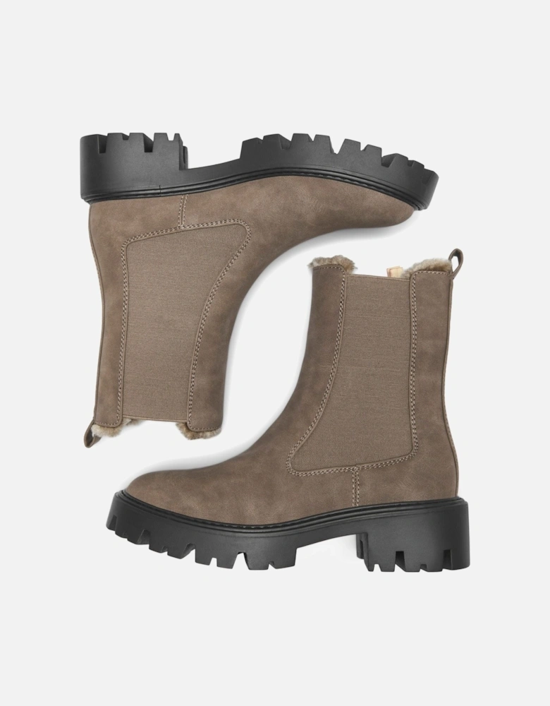 BETTY-9 WARM LINED Polyurethane Women's Brown Stone Heeled Ankle Boots