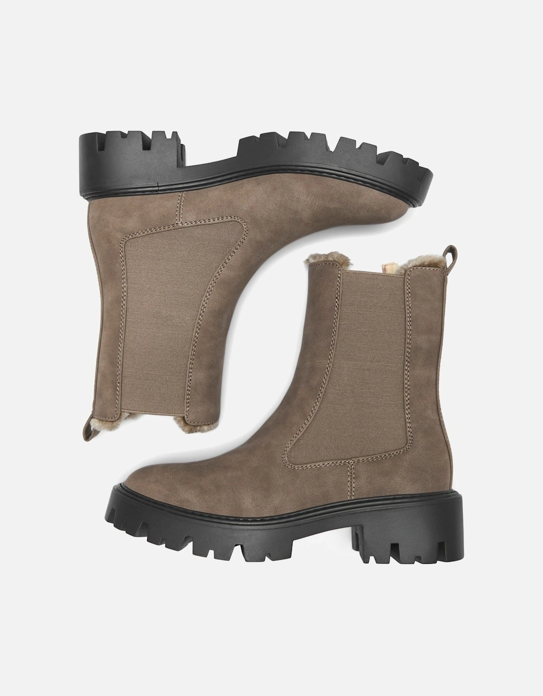 BETTY-9 WARM LINED Polyurethane Women's Brown Stone Heeled Ankle Boots