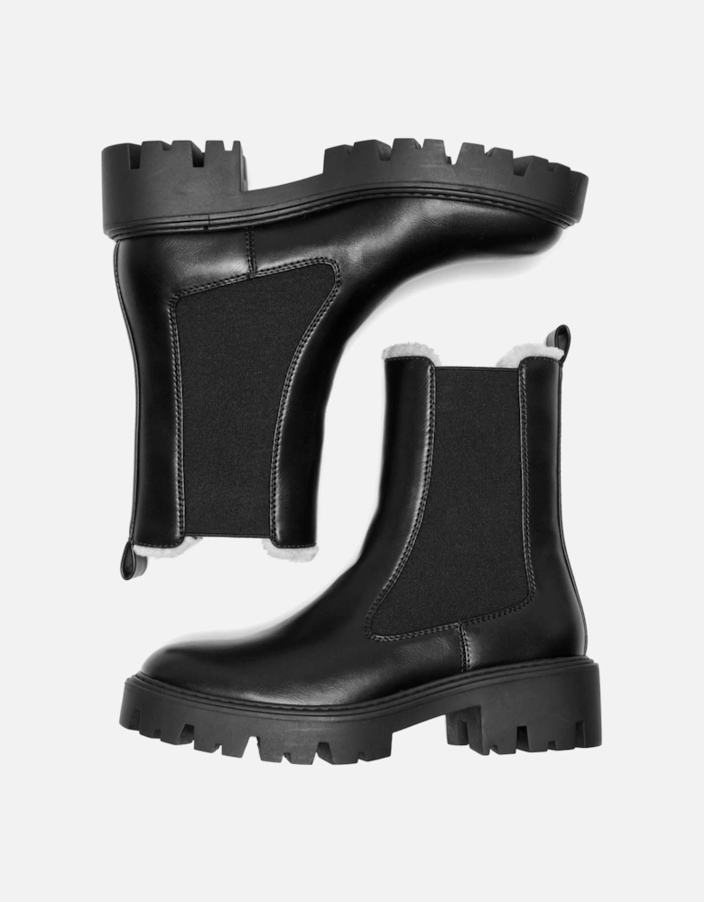 BETTY-9 WARM LINED Polyurethane Women's Black Heeled Ankle Boots