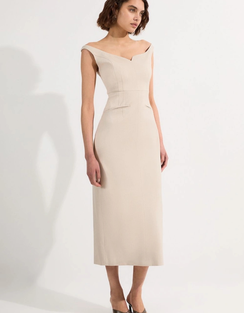 Tailored Marl Strappy Pencil Maxi Dress