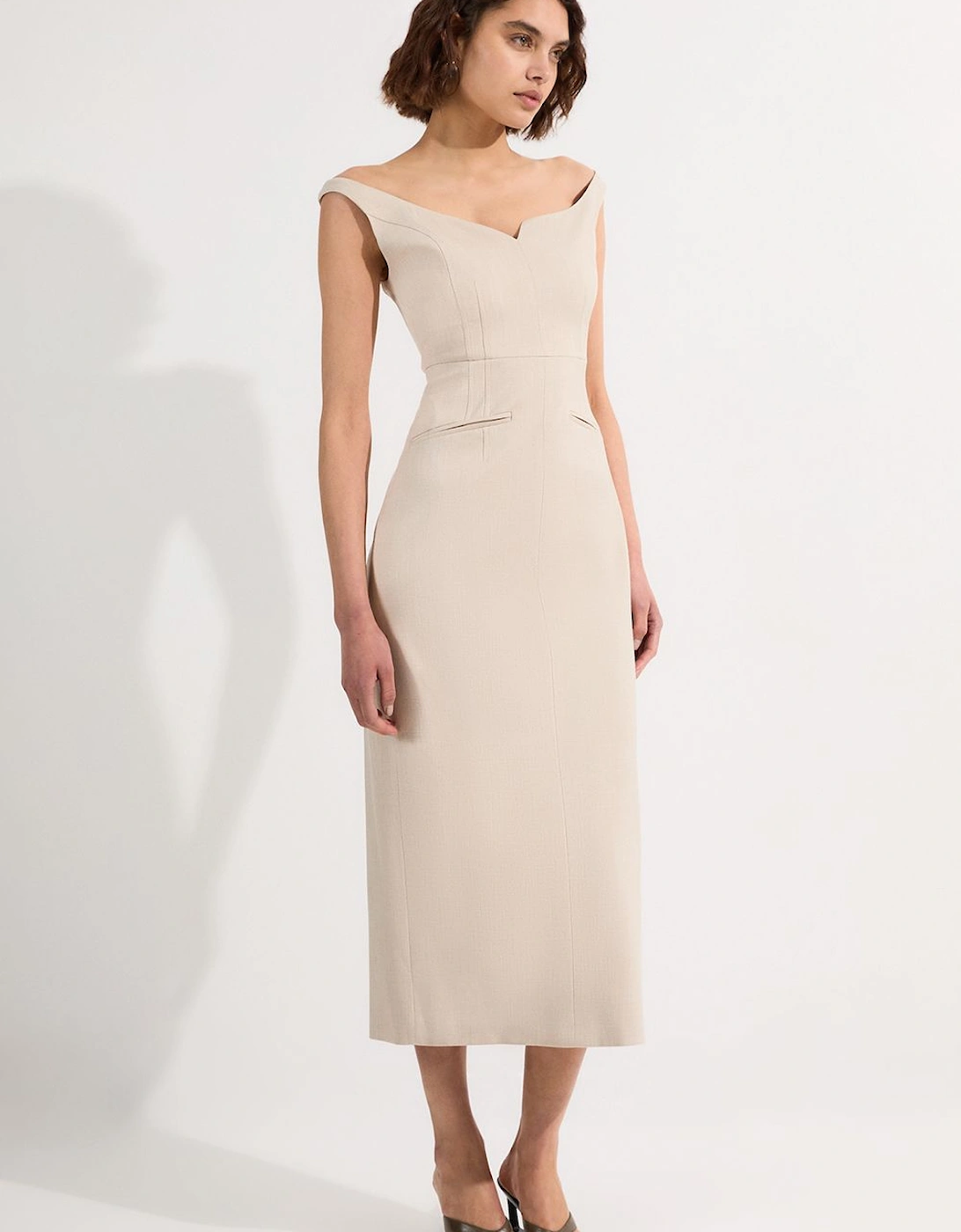 Tailored Marl Strappy Pencil Maxi Dress, 2 of 1