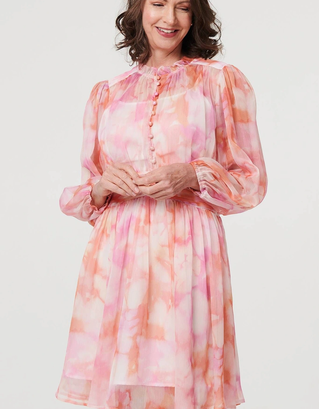 High Neck Semi Sheer Short Dress, 2 of 1