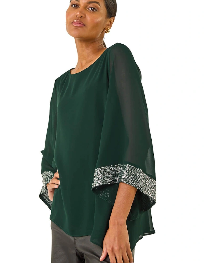 Asymmetric Sequin Cuff Top