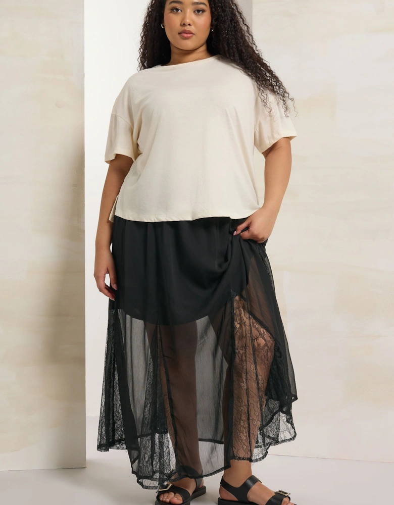 Lace Godet Maxi Skirt