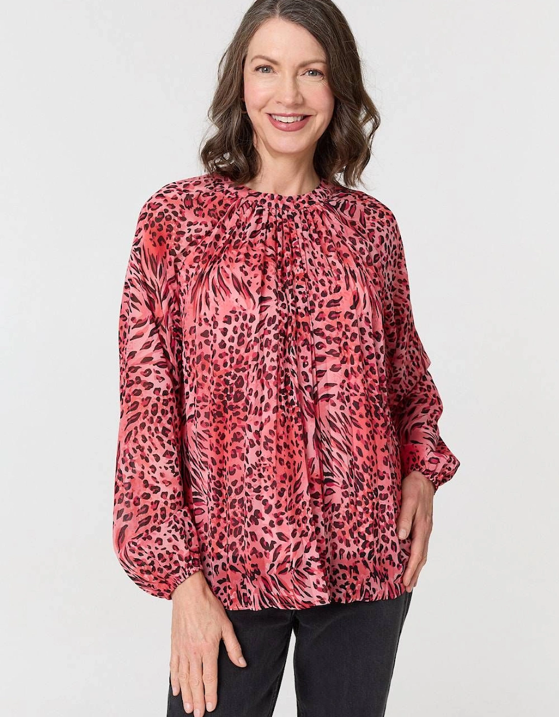Animal Print Long Sleeve Tunic Blouse, 2 of 1