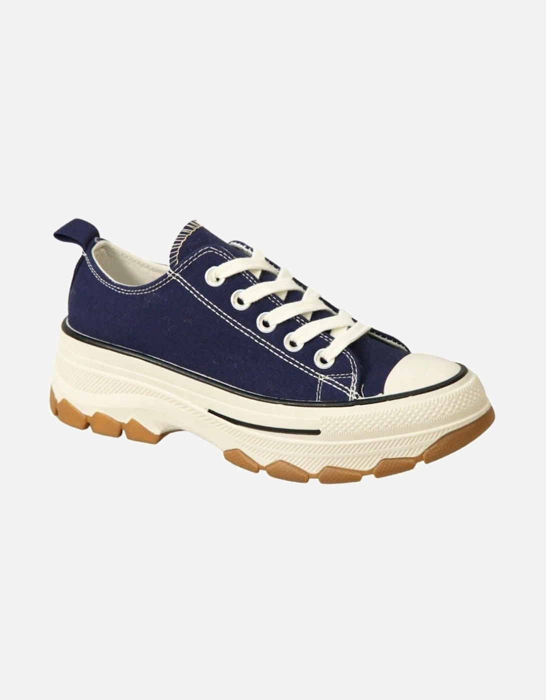 Low Top Canvas Casual Comfy Daily Wear Chunky Flatform Wedge Trainers, 2 of 1
