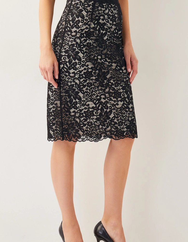 Ria Lace Pencil Skirt  Black