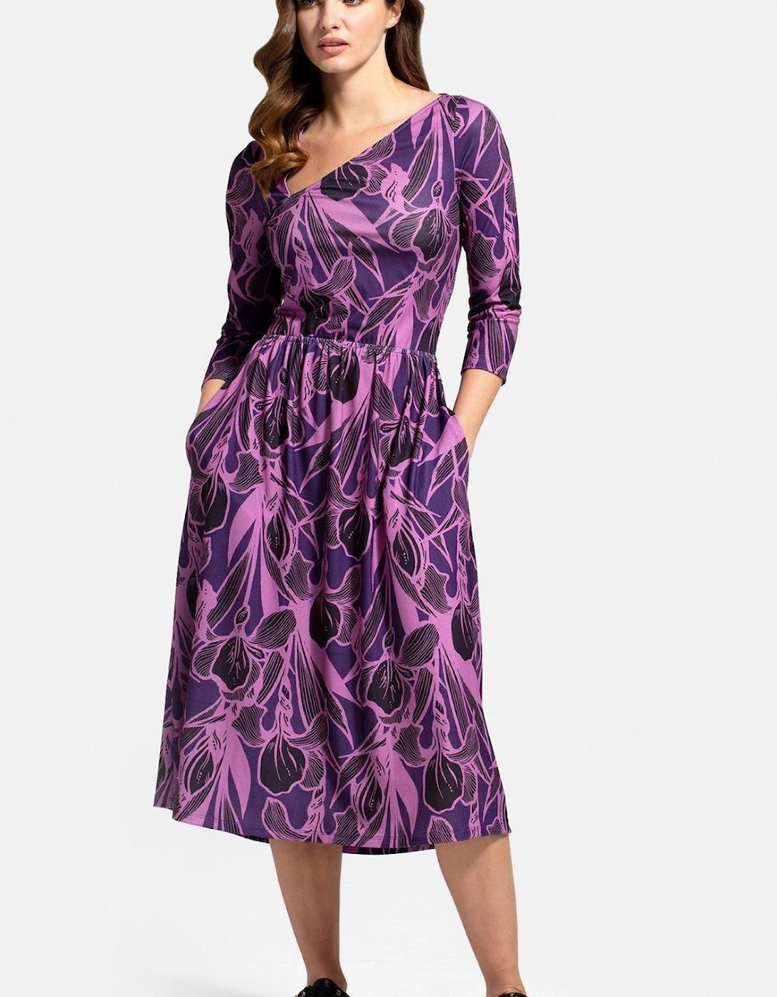 Asymmetric Neckline Midi Dress, 2 of 1
