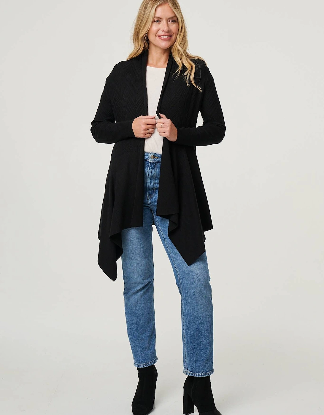 Longline Curve Hem Open Front Cardigan, 2 of 1