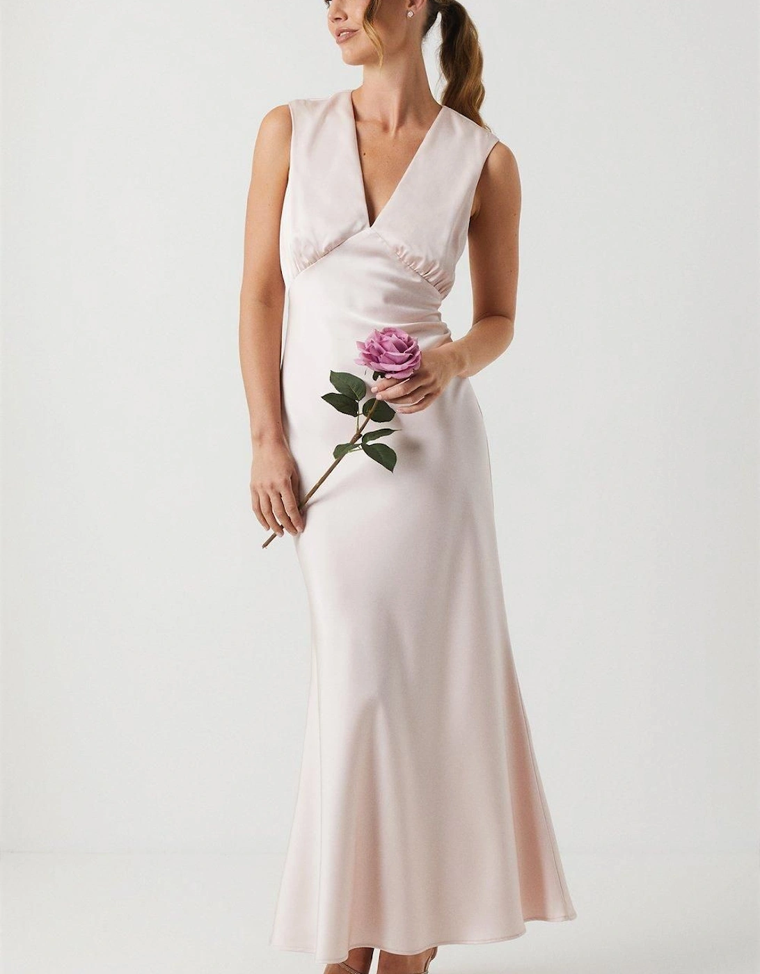 Satin Open Back Detail Maxi Bridesmaid Dress, 2 of 1