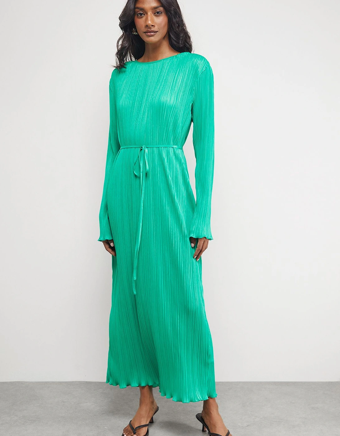 Plisse Belted Column Midi Dress, 2 of 1