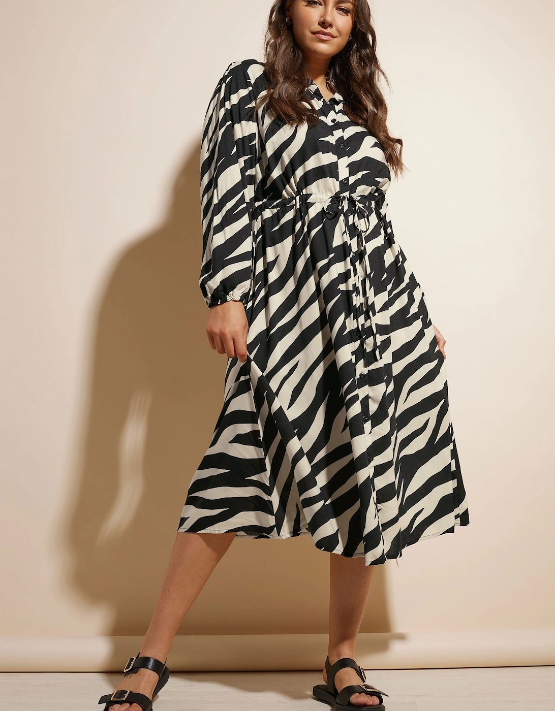 Printed Long Sleeve Shirt Dress, 2 of 1