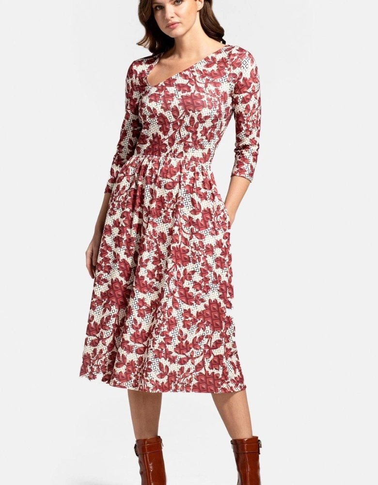 Asymmetric Neckline Midi Dress