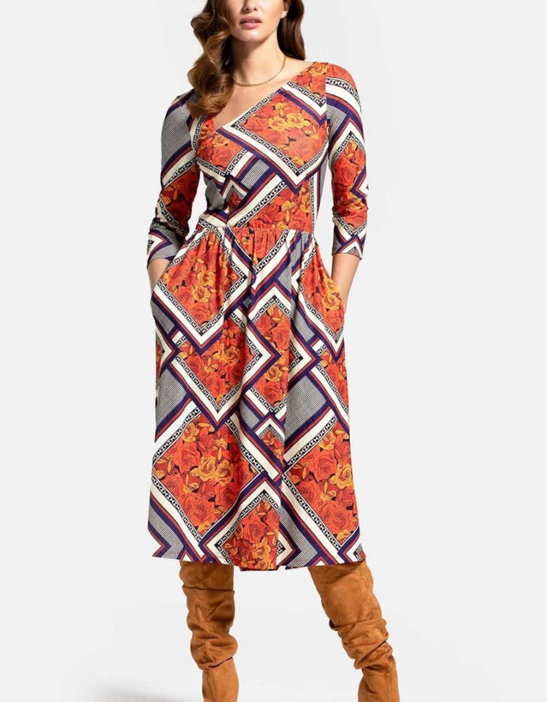 Asymmetric Neckline Midi Dress