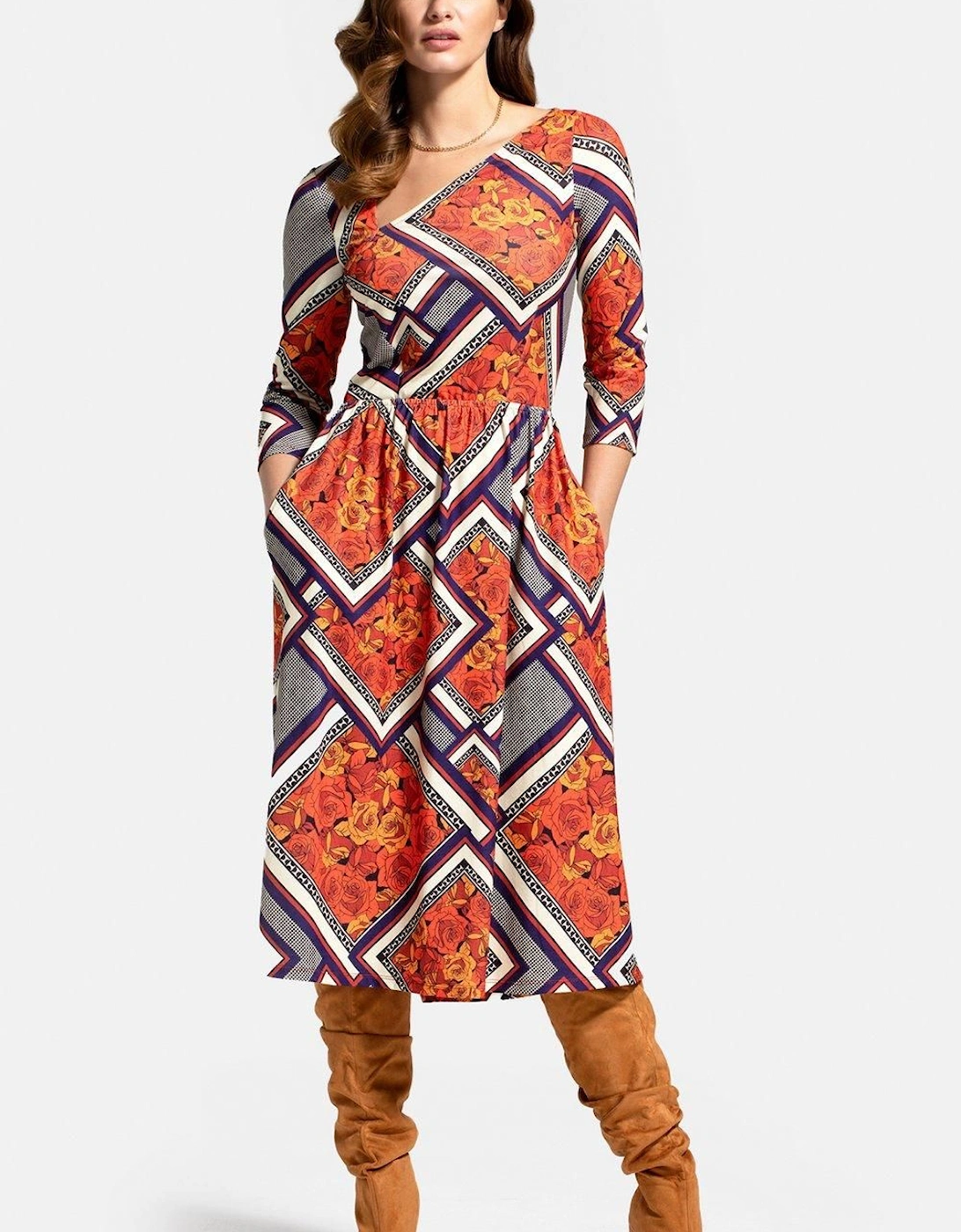 Asymmetric Neckline Midi Dress, 2 of 1