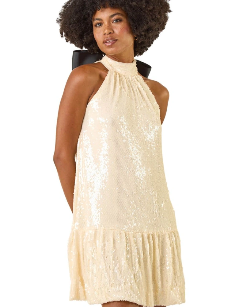 Sequin Bow Back Dress