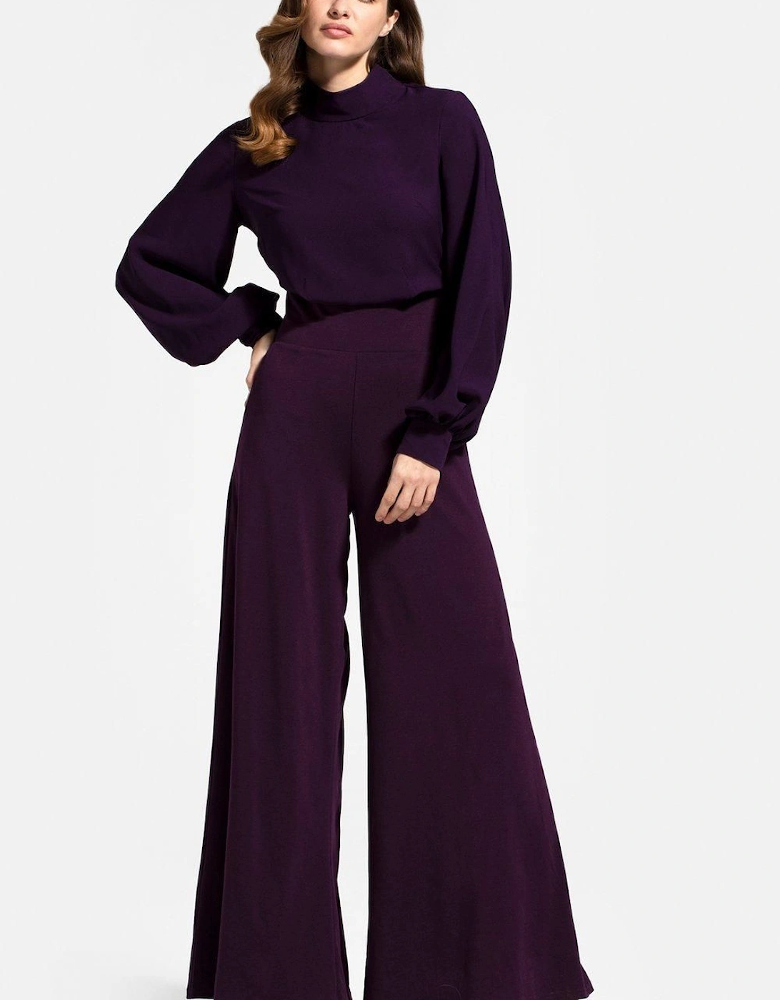 Wideleg Jumpsuit with Blouson Sleeve, 2 of 1
