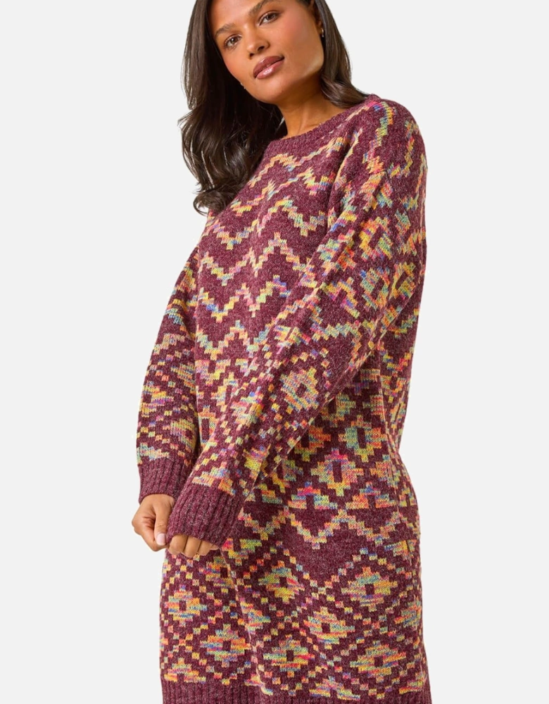 Geometric Print Jacquard Jumper Dress