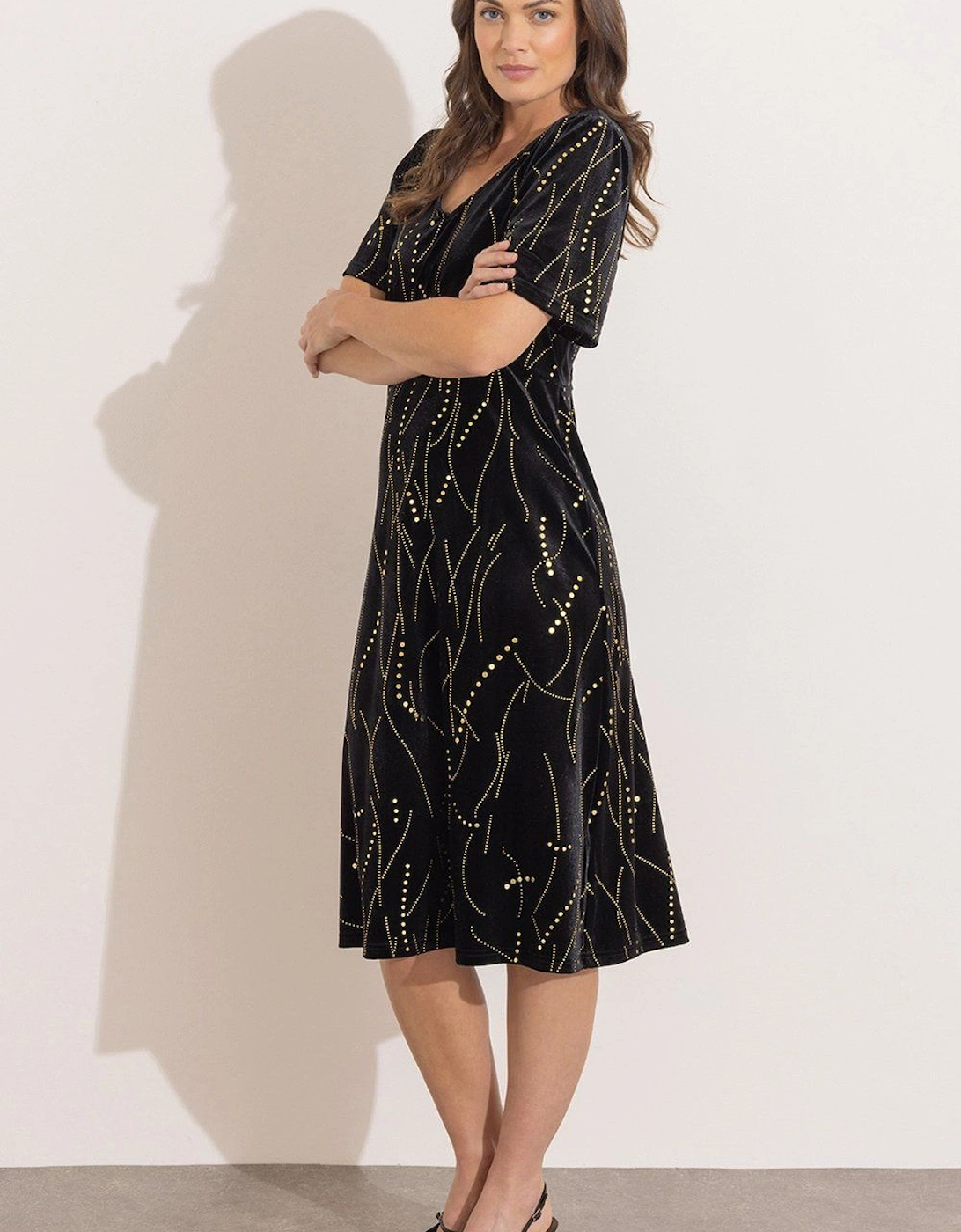Velour Patterned Midi Dress, 2 of 1