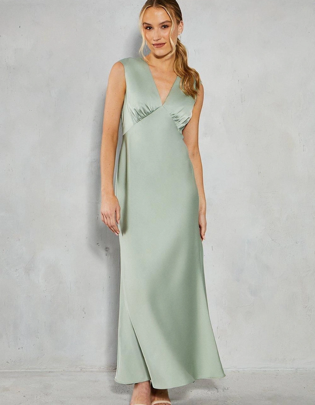 Satin Open Back Detail Maxi Bridesmaid Dress, 2 of 1
