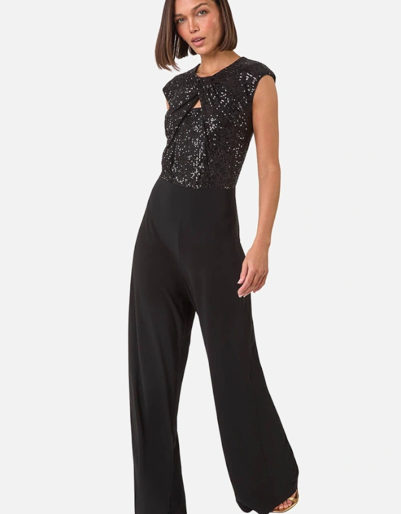 Sequin Twist Front Jumpsuit