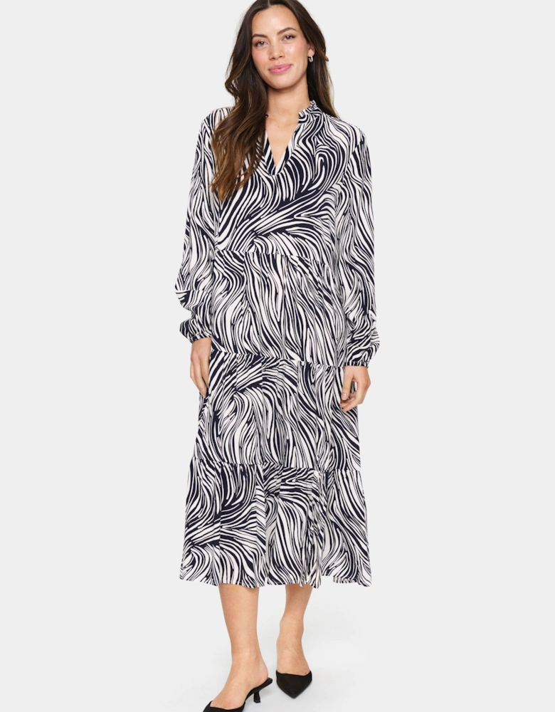 EdaSZ V-Neck Long Sleeve Midi Dress