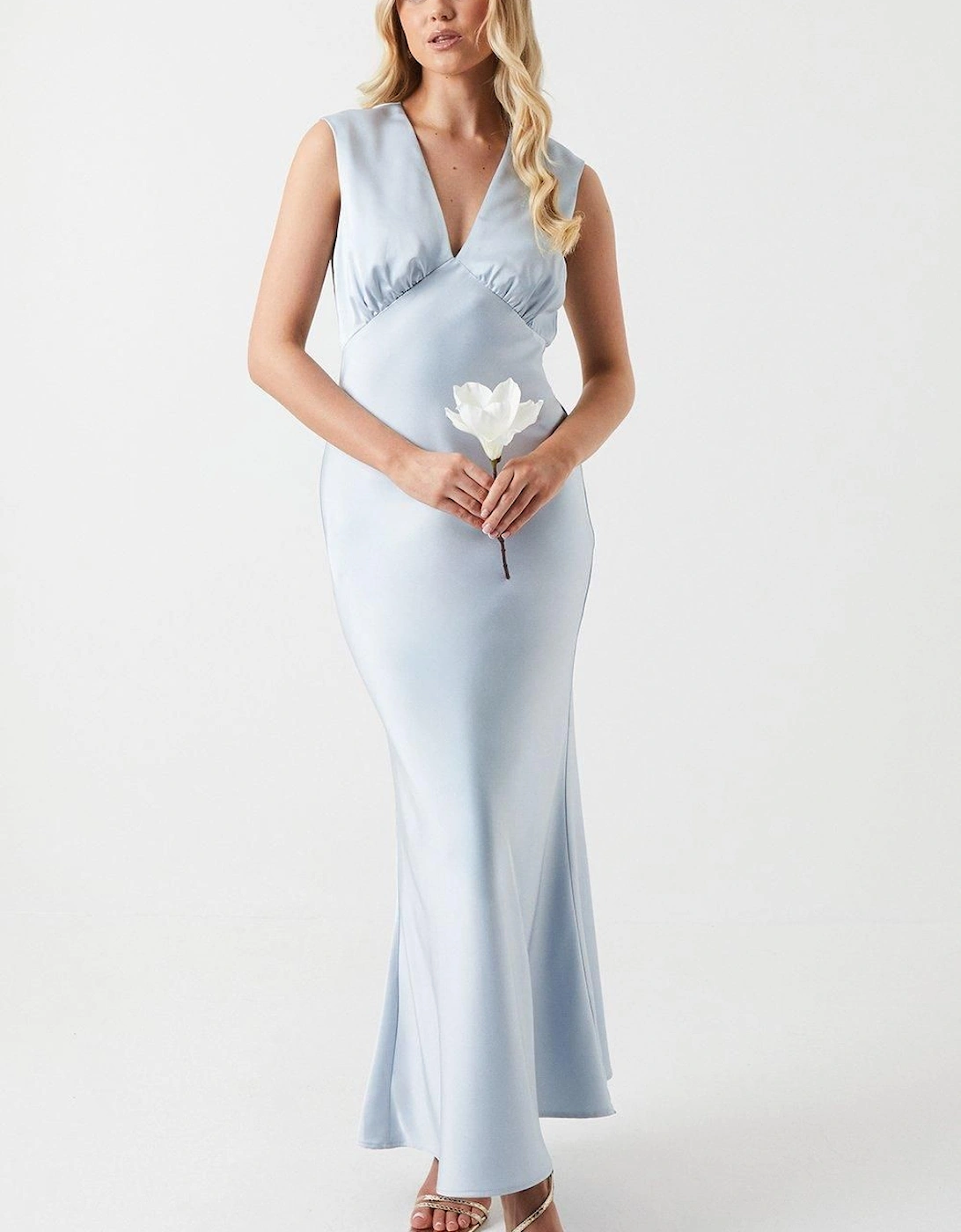 Satin Open Back Detail Maxi Bridesmaid Dress, 2 of 1