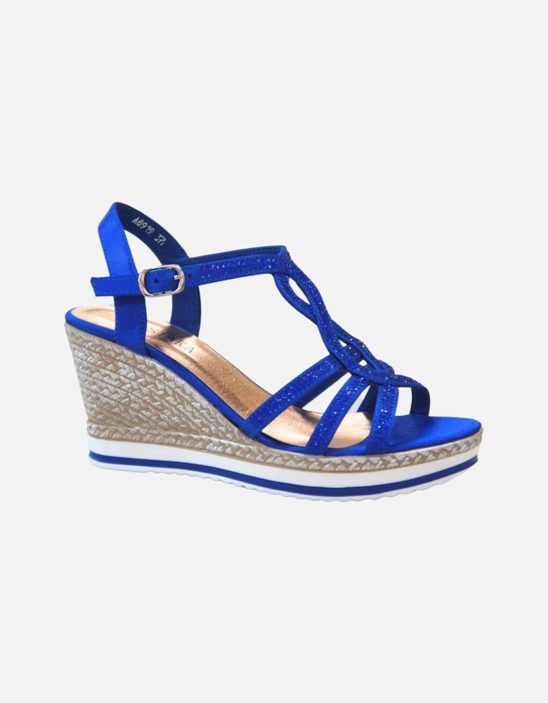 Crystal Sparkling Shine Espadrille Style Platform Wedge Sandals