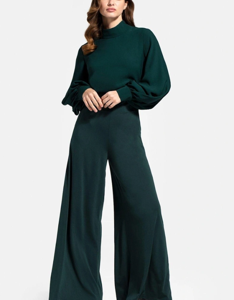 Wideleg Jumpsuit with Blouson Sleeve