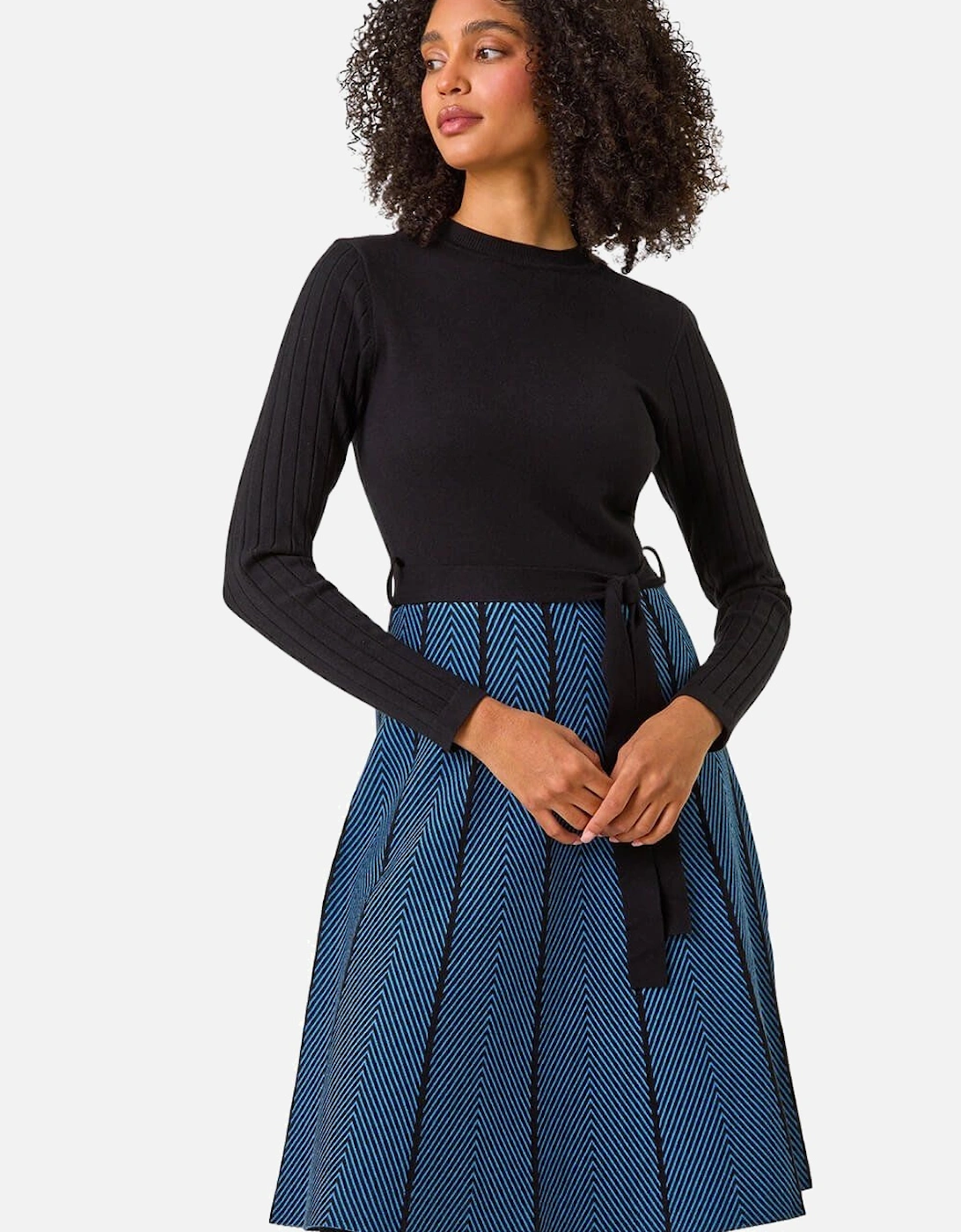 Chevron Print Belted Jumper Dress, 2 of 1
