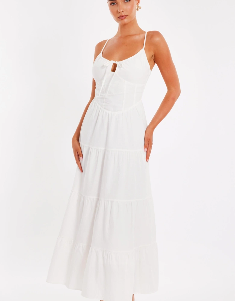 White Linen Corset Maxi Dress