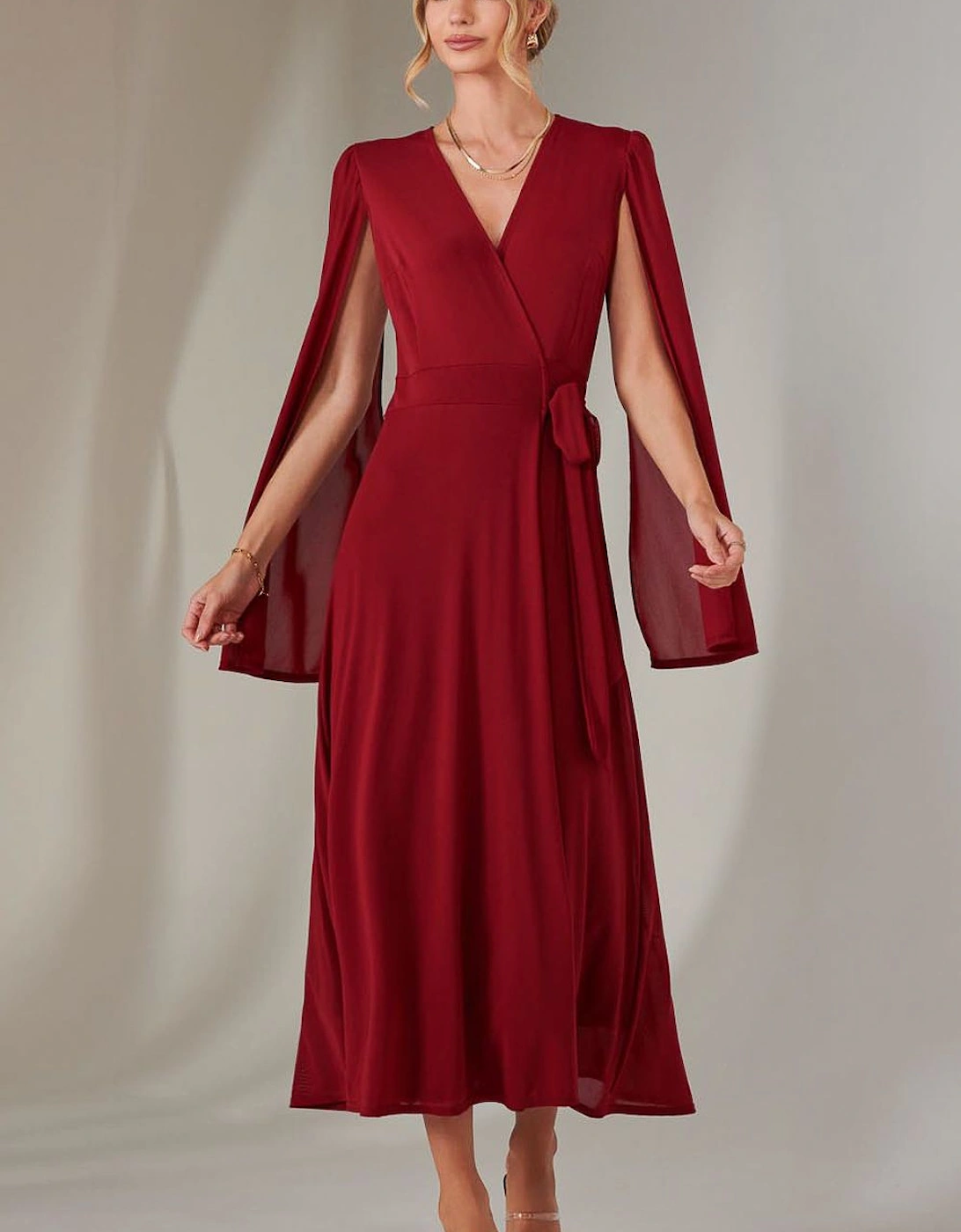 Amira Cape Sleeve Wrapped Maxi Dress, 2 of 1