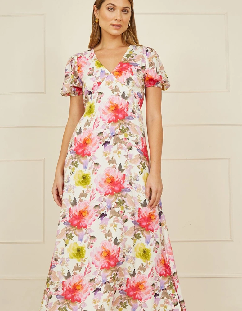 White Floral Midi Dress