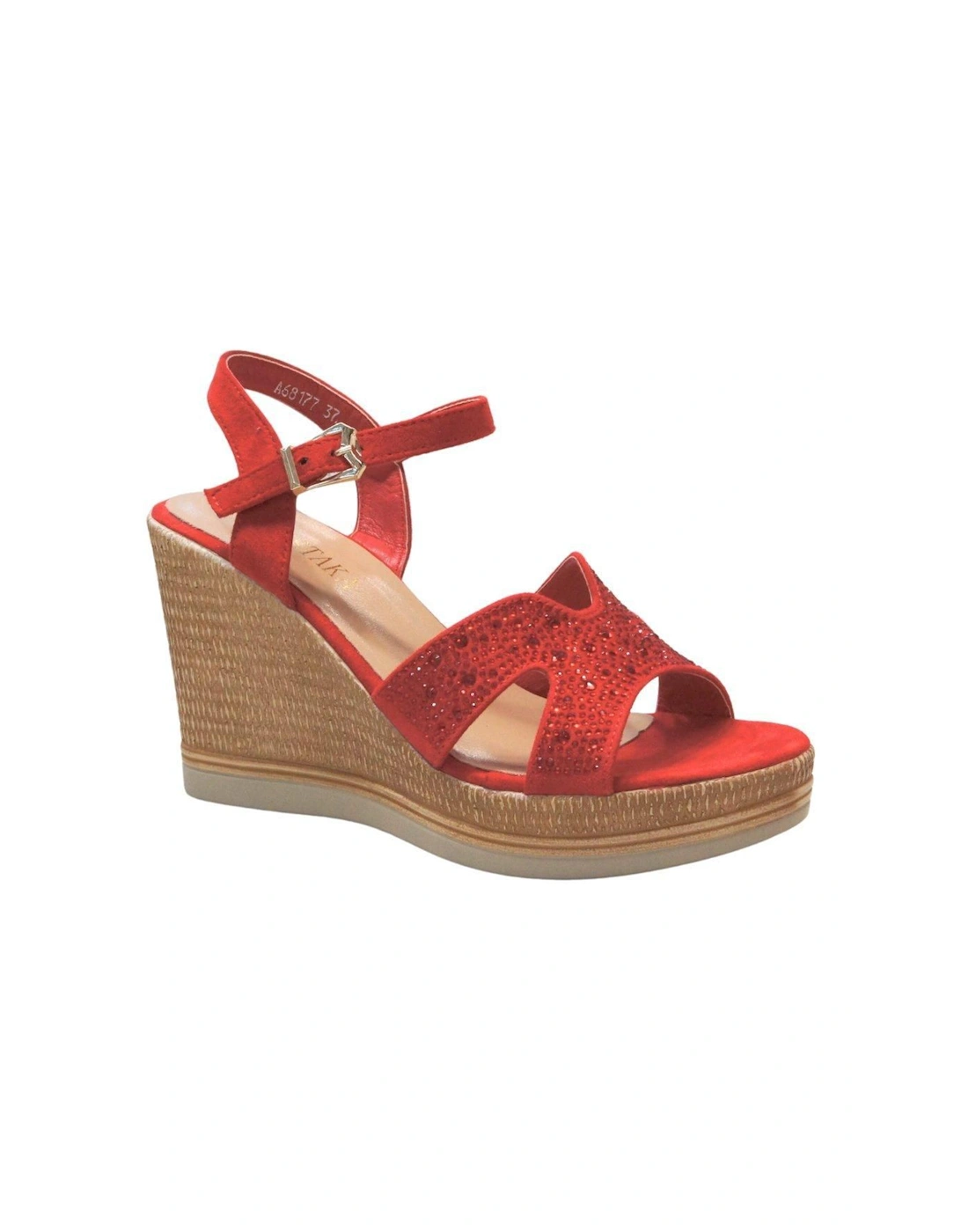 Sparkling Diamond Glitter Buckle Closure Wedge Party Sandals, 2 of 1