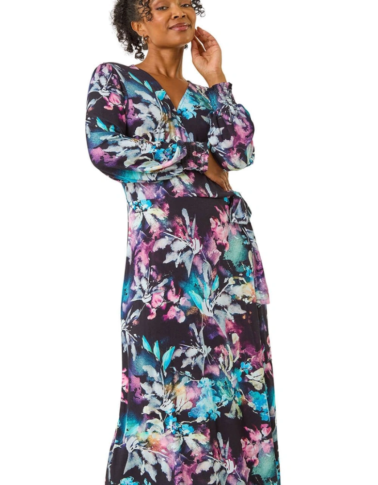Petite Abstract Stretch Midi Dress