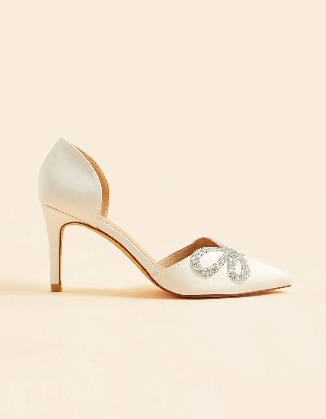 Glitter Bow Pointed Toe Bridal Court Heels, 2 of 1