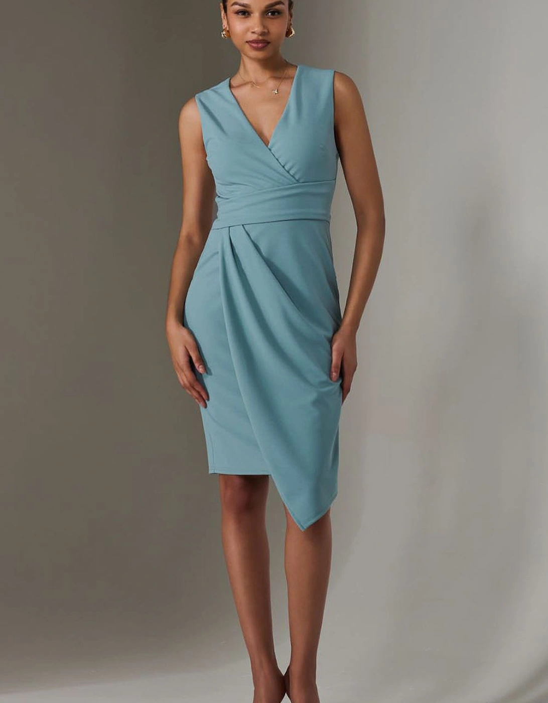 Sleeveless Wrap Front Midi Dress, 2 of 1