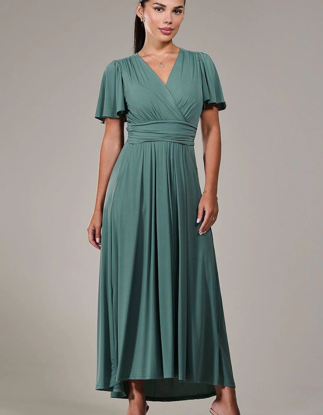 Short Sleeve Soft Silky Jersey Maxi Dress, 2 of 1