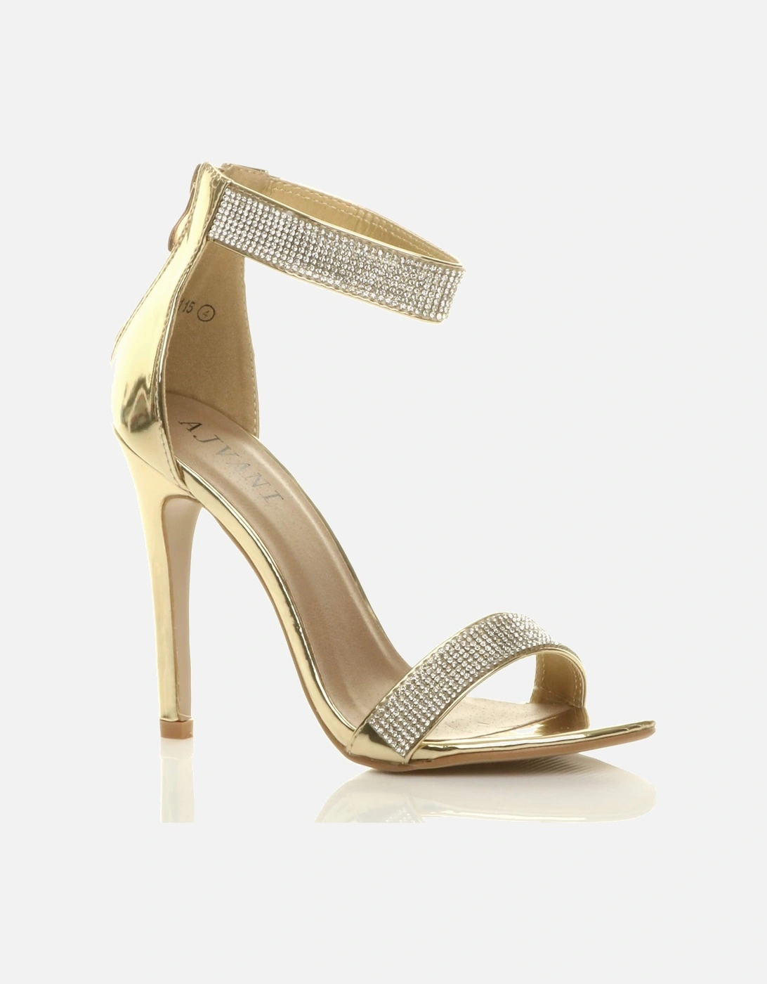 High  Heel Diamante Barely There Patent Heeled Sandals, 2 of 1