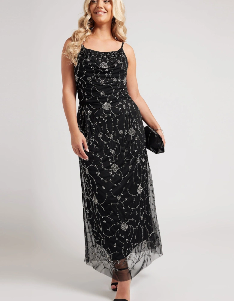 Floral Hand Embellished Maxi Dress