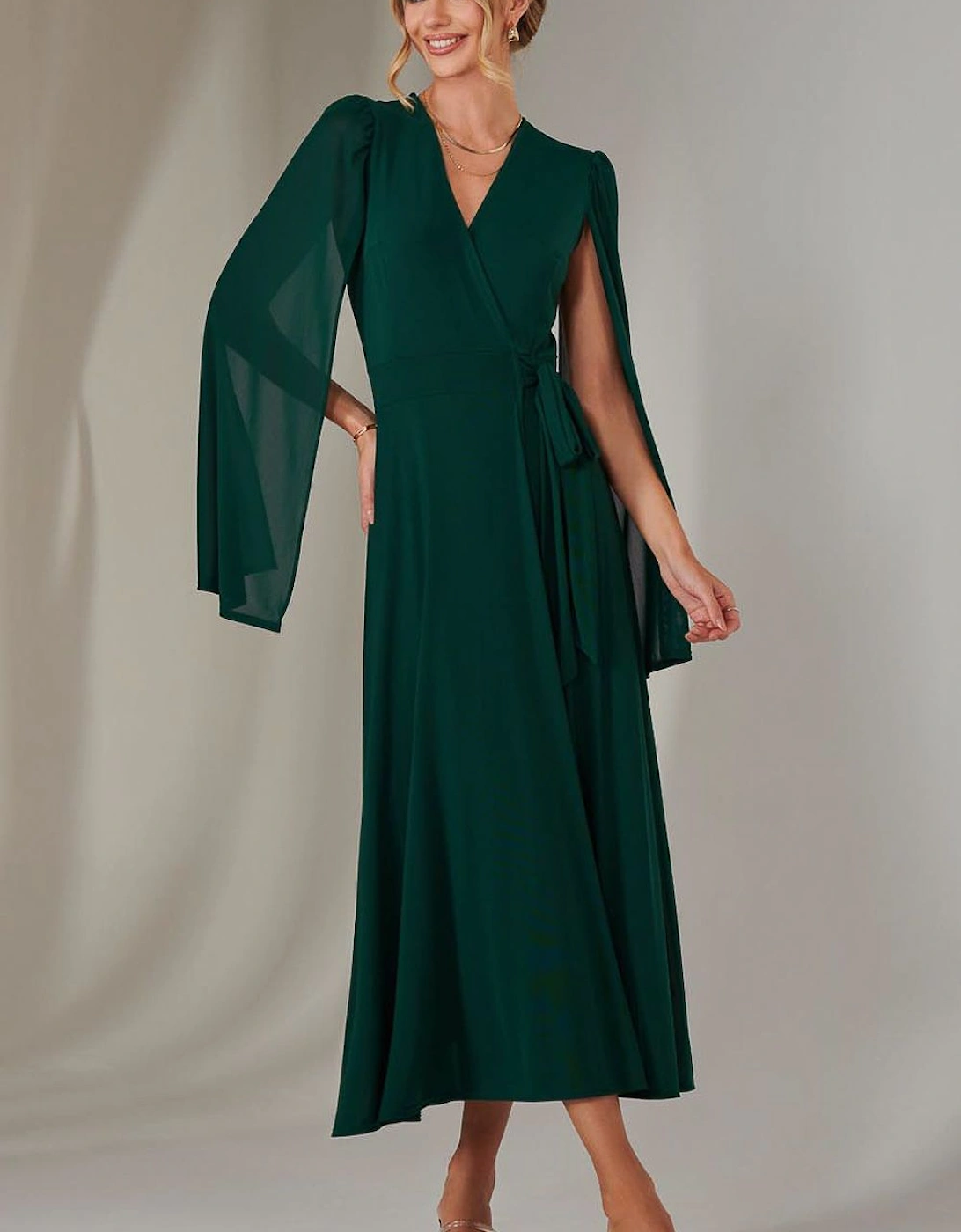 Amira Cape Sleeve Wrapped Maxi Dress, 2 of 1
