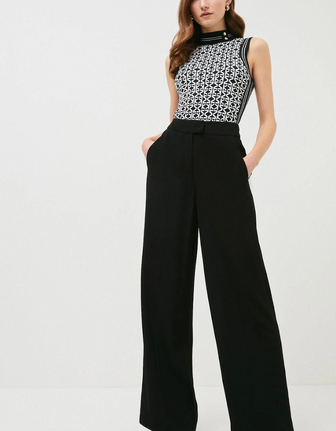 Tall Viscose Satin Back Crepe Wide Leg Trouser, 2 of 1