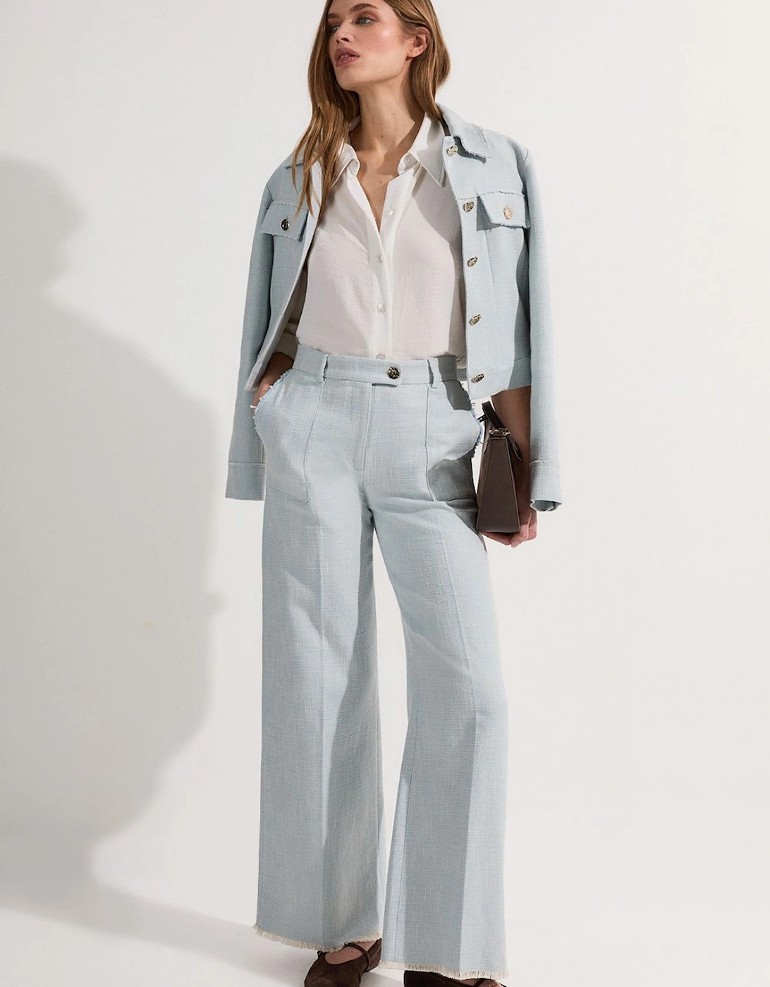 Spring Tweed Tailored Straight Leg Trousers, 2 of 1
