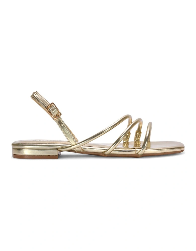 'Mary' Square Toe Strappy Slingback Flat Sandals