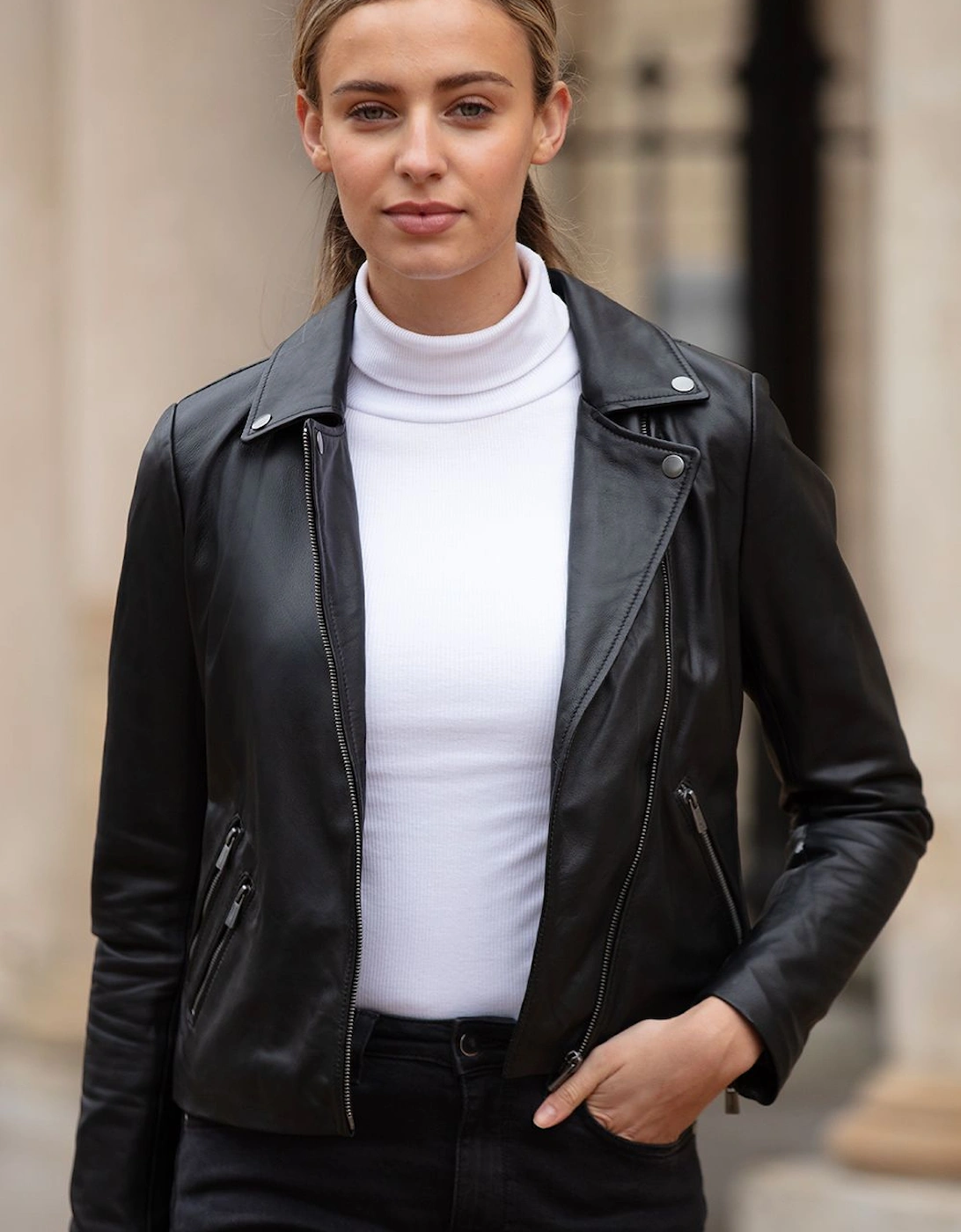 'Celia' Leather Fashion Biker Jacket Women Coat, 2 of 1