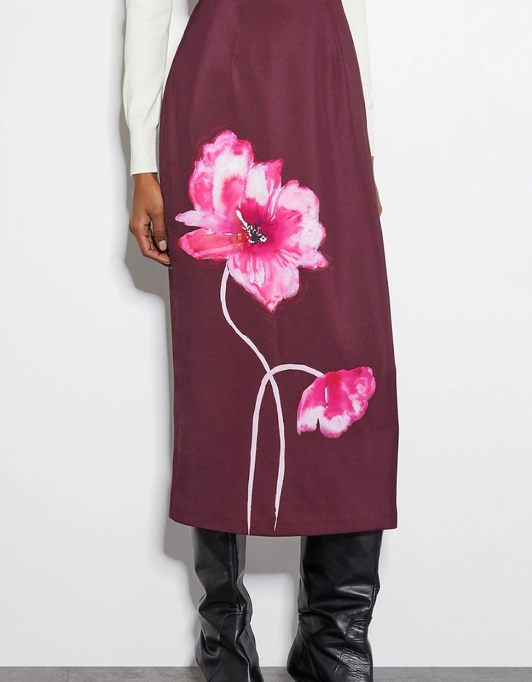 Elizabeth Floral Midi Skirt Red, 2 of 1