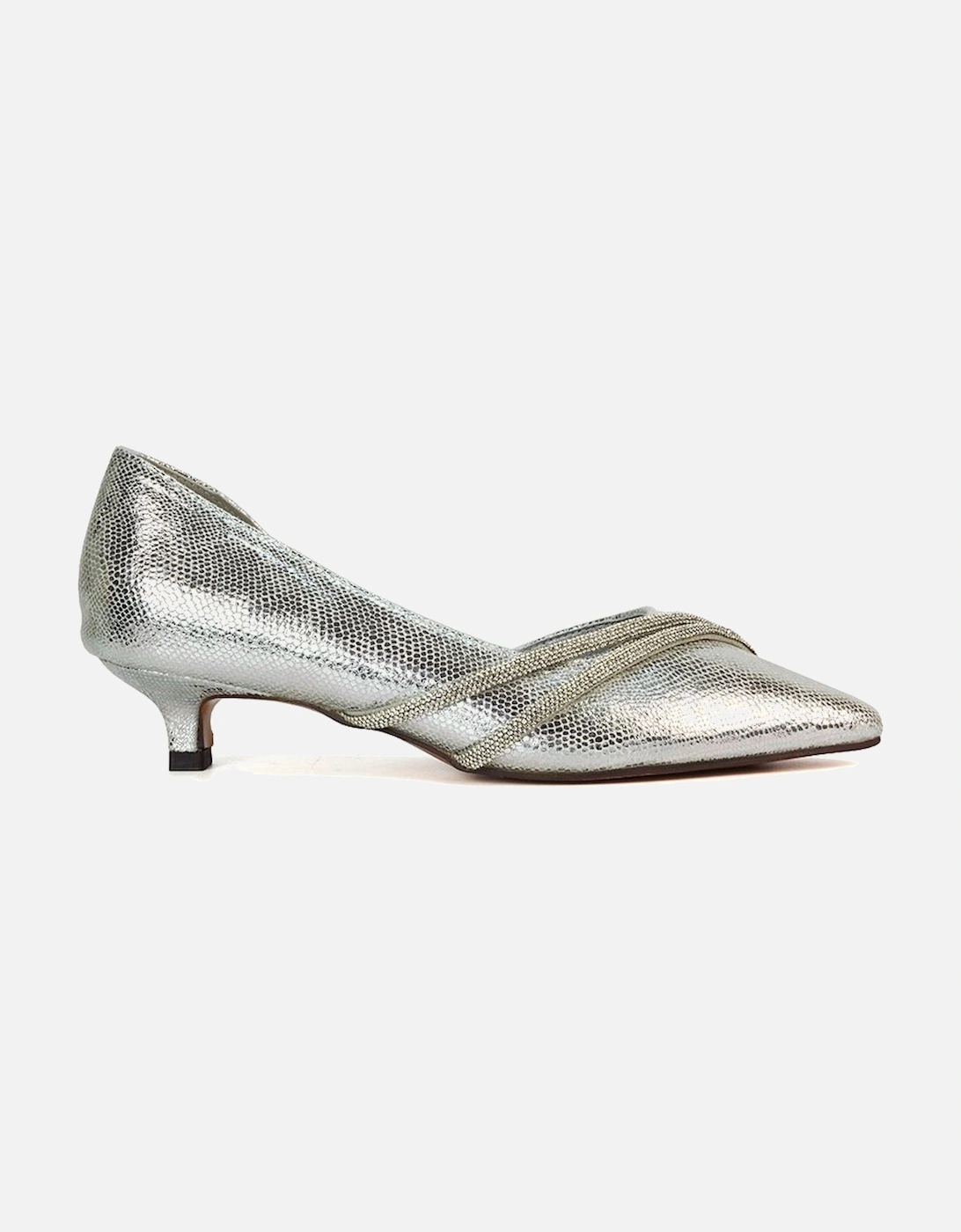'Kirsty' Pointed Rhinestone Low Kitten Heel Court Shoes, 2 of 1