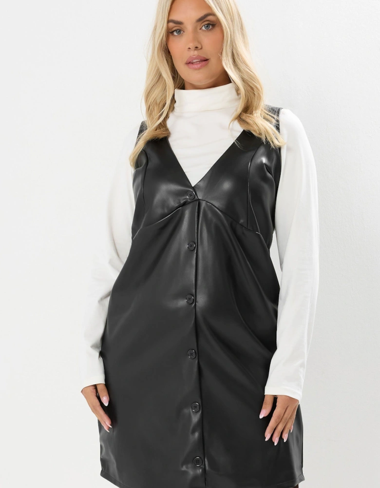Faux Leather Pinafore Dress