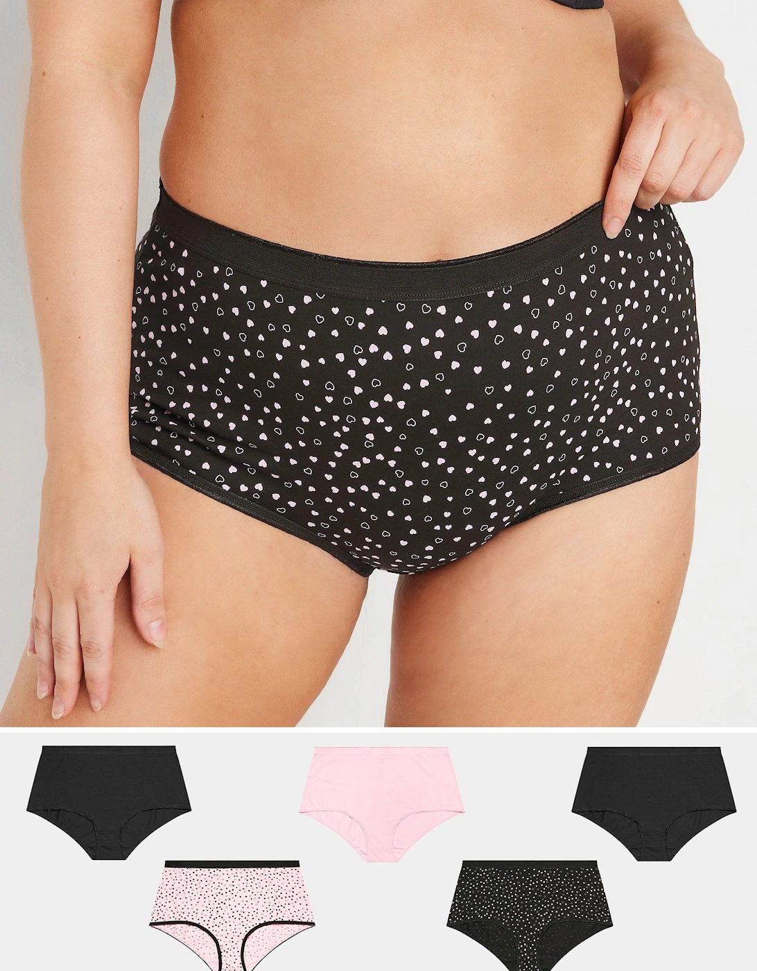 5 Pack Heart Print Full Briefs, 2 of 1